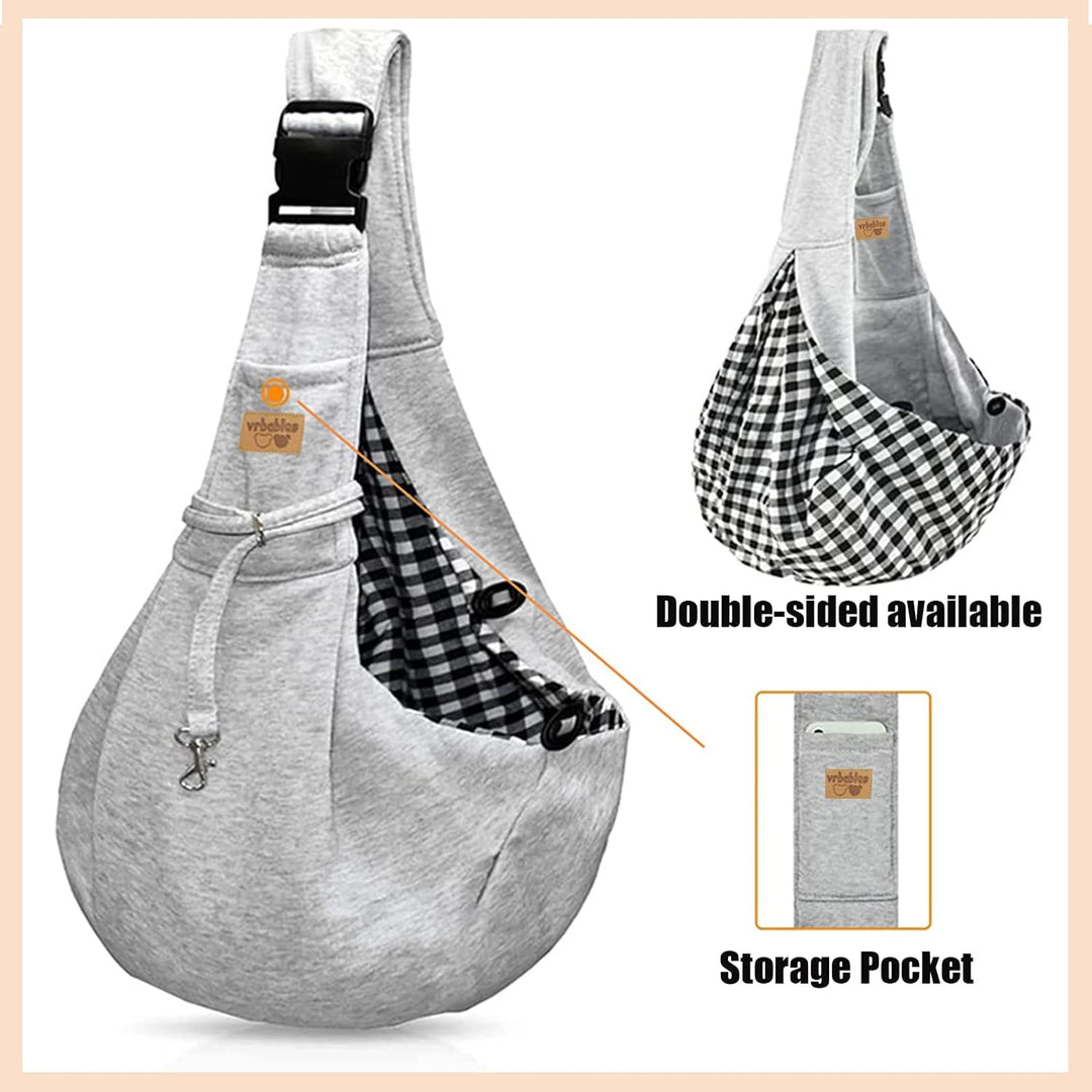 vrbabies Hundetrage für kleine Hunde, freihändig, atmungsaktiv, wendbar, verstellbar, aus Baumwolle,