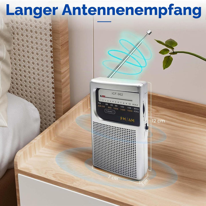 Tragbares FM-Radio, kleines Radio mit analoger Kopfhörer-Tuner, Transistor-Taschenradio mit Handschl