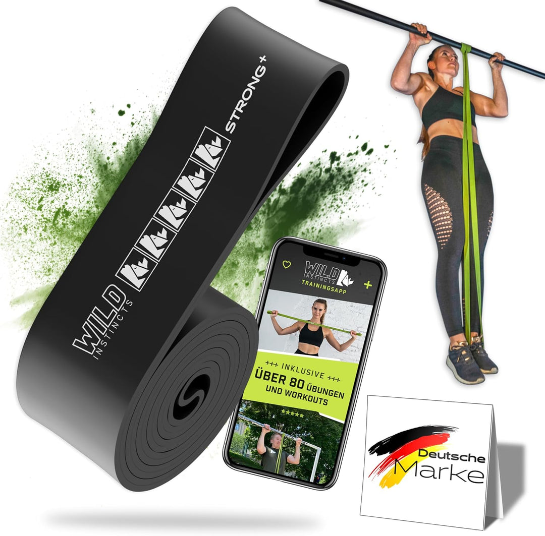 Wild Instincts® Premium Widerstandsbänder Krafttraining/Pull Up Band für Klimmzüge, Fitnessbänder Se