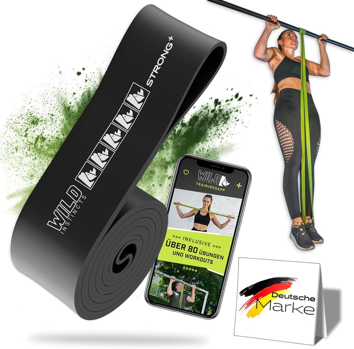 Wild Instincts® Premium Widerstandsbänder Krafttraining/Pull Up Band für Klimmzüge, Fitnessbänder Se