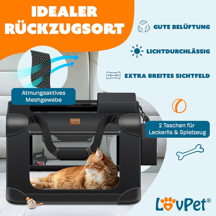 Lovpet® Transportbox Hund Katze Transporttasche S 49,5x34,5x35cm | Hunde-Tragetasche Faltbare Katzen