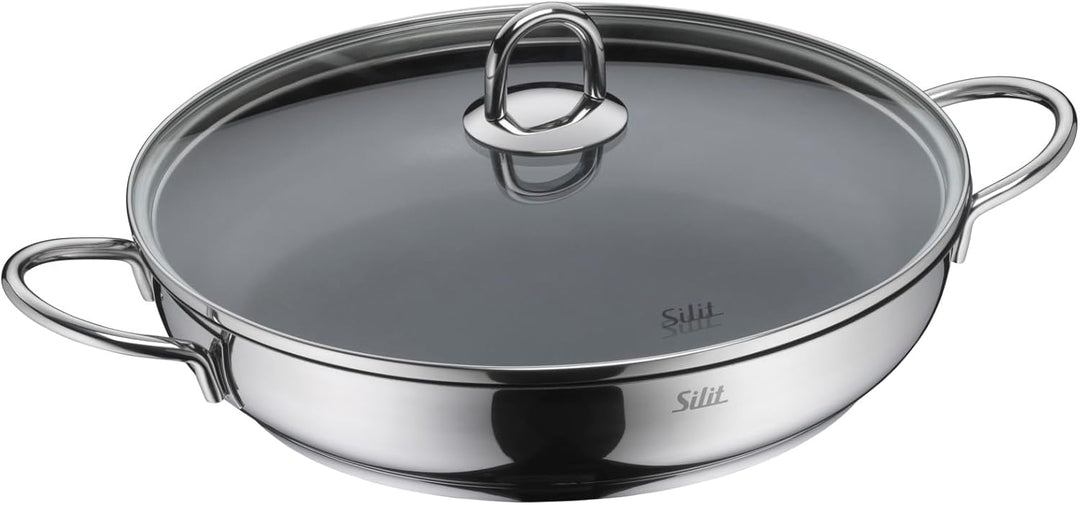Silit Diamant Topfset 9-teilig, mit Glasdeckel, Servierpfanne, Küchenhelfer, Mühle, Edelstahl polier