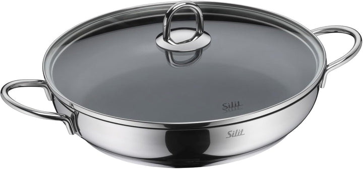 Silit Diamant Topfset 9-teilig, mit Glasdeckel, Servierpfanne, Küchenhelfer, Mühle, Edelstahl polier