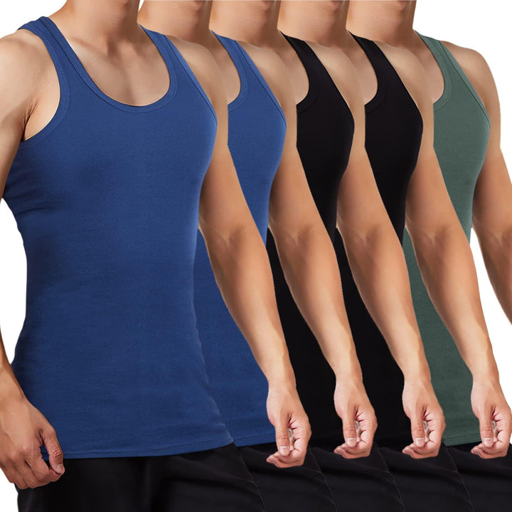 FALARY Unterhemd Herren 3/5er Pack Tank Top 100% Baumwolle Männer Weiss Schwarz Mehrfarbig alle Grös