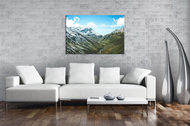 deyoli durch die Berge schlingendes Tal Format: 60x40 als Leinwandbild, Motiv fertig gerahmt auf Ech