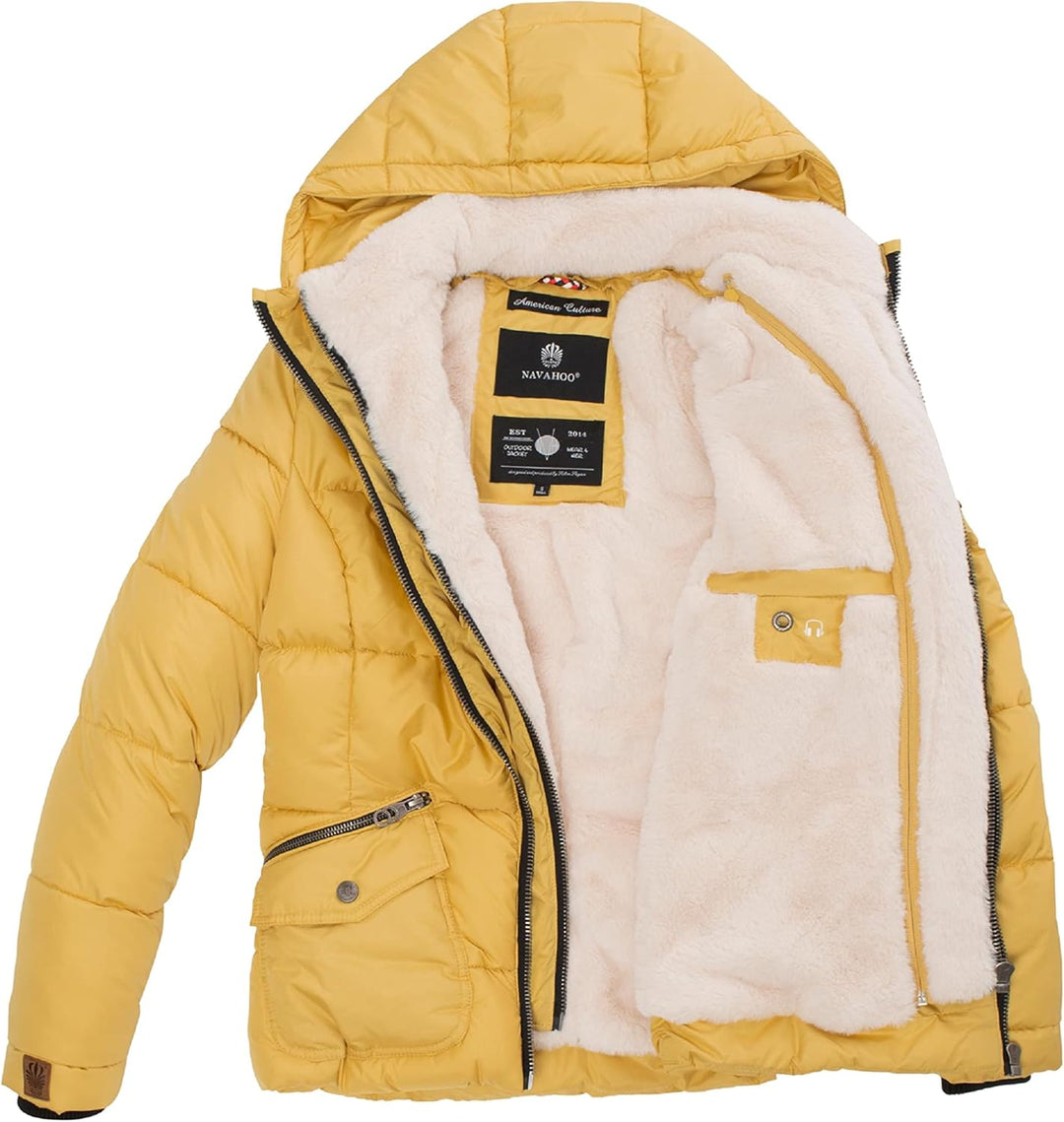 Navahoo Damen warme Winter Steppjacke Megan XS-XXL S Gelb, S Gelb