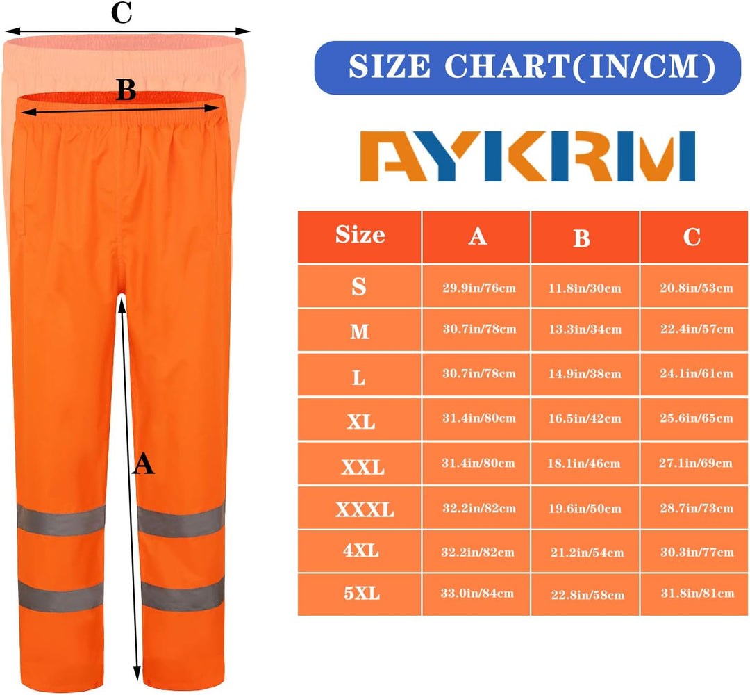 AYKRM Regenhose Fahrrad Warnschutz Regen-Latzhose, warnregenhose Arbeitshose Regenhosen für Herren 3