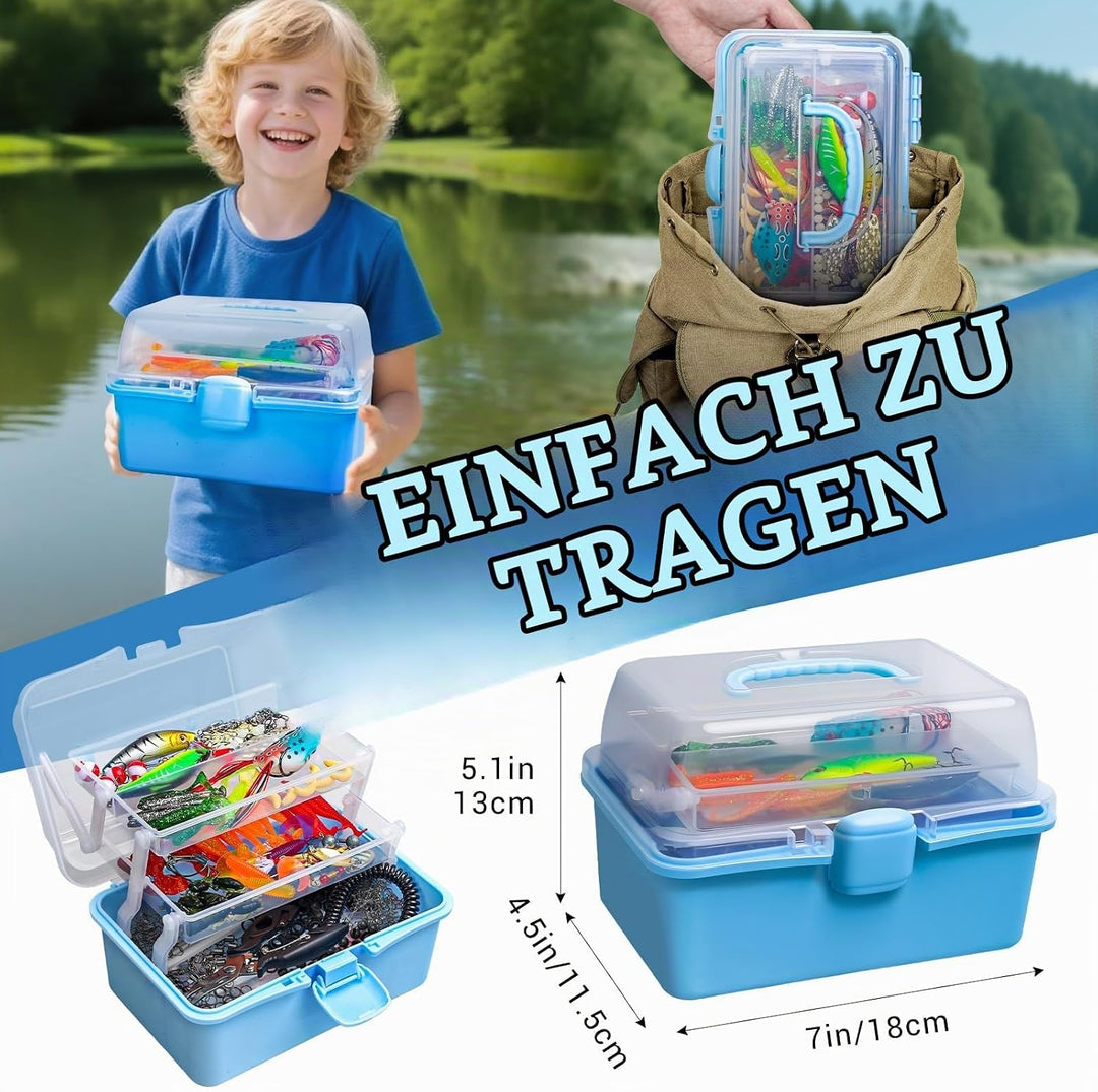 315PCS Angelköder Set, Angelkasten Set mit Zange &amp; Hakenentferner, 3-Tier Compact Organizer, Angelko