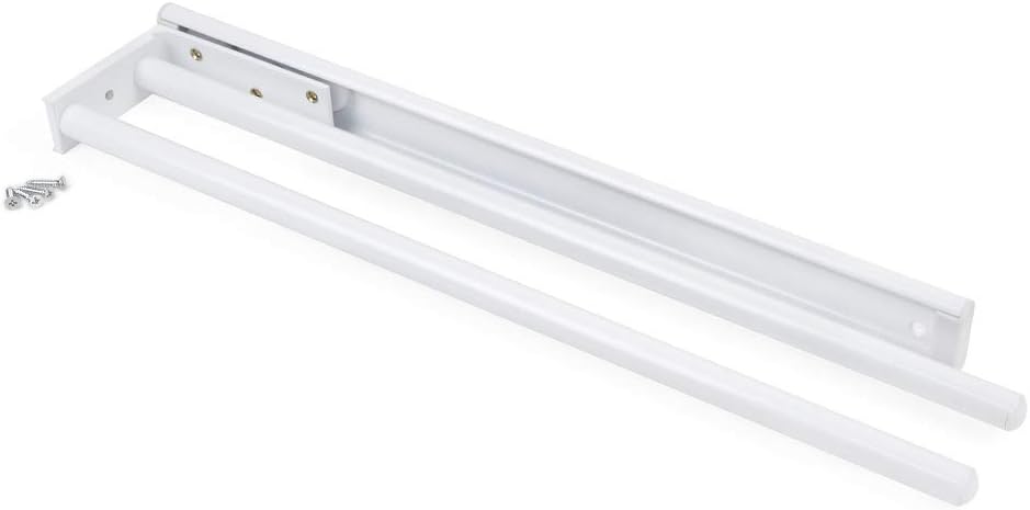 Emuca - Ausziehbarer Handtuchhalter mit 2 Armig, handtuchauszug küche oder bad aus weissem Aluminium