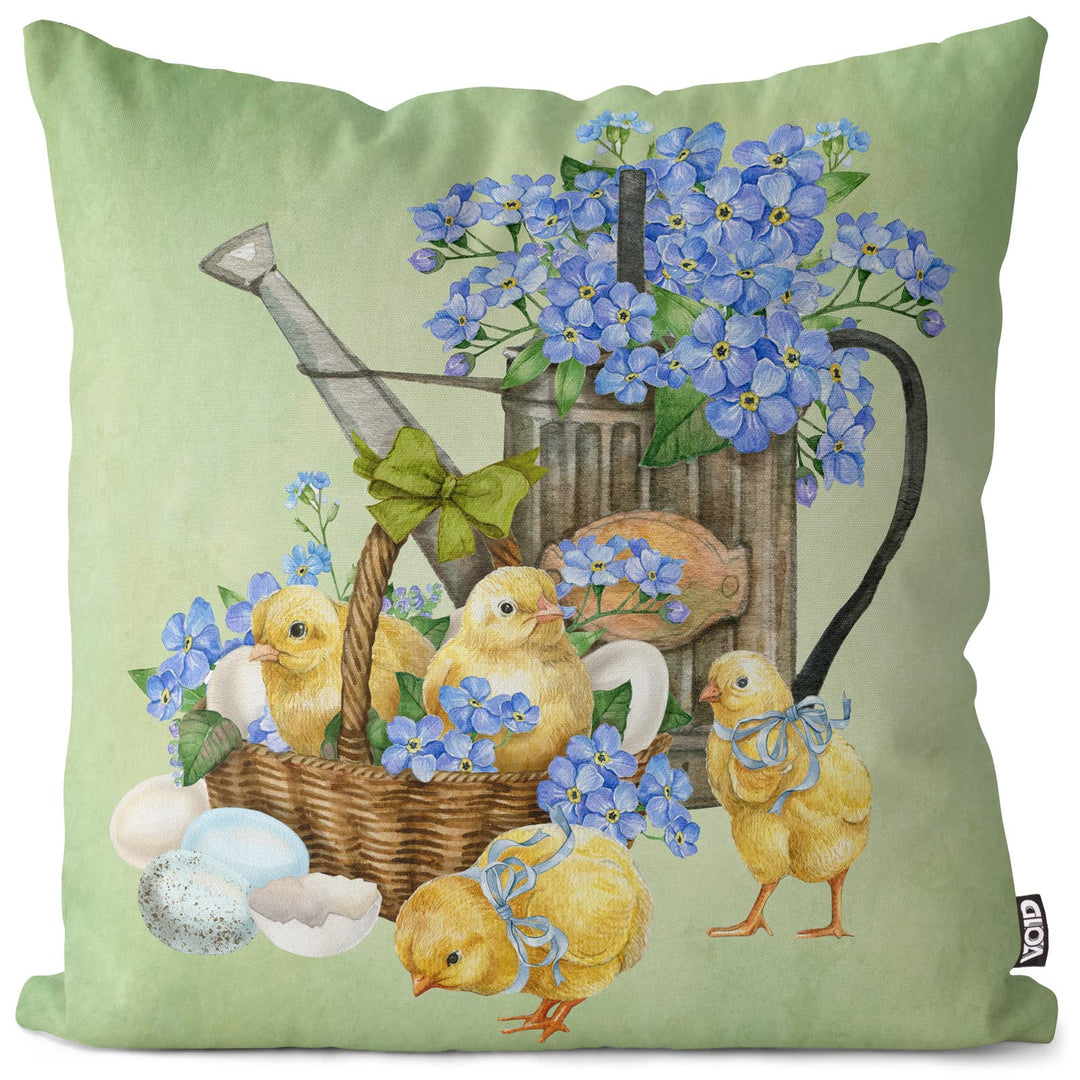 VOID Osterküken Küken Korb 80x80 Kissenhülle Polyester Zierkissen Couchkissen Ostern Osterdeko Deko