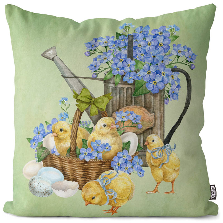 VOID Osterküken Küken Korb 80x80 Kissenhülle Polyester Zierkissen Couchkissen Ostern Osterdeko Deko