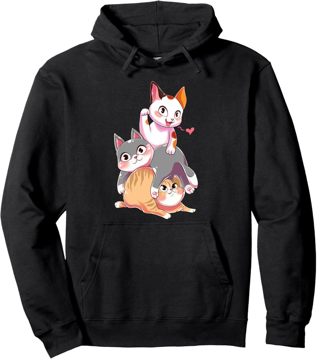 Süsse Katzen Im Anime Kawaii Style Japan Katze Japanisch Pullover Hoodie