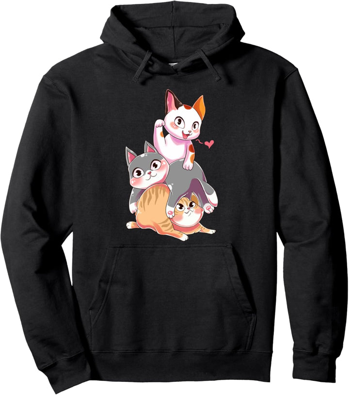 Süsse Katzen Im Anime Kawaii Style Japan Katze Japanisch Pullover Hoodie