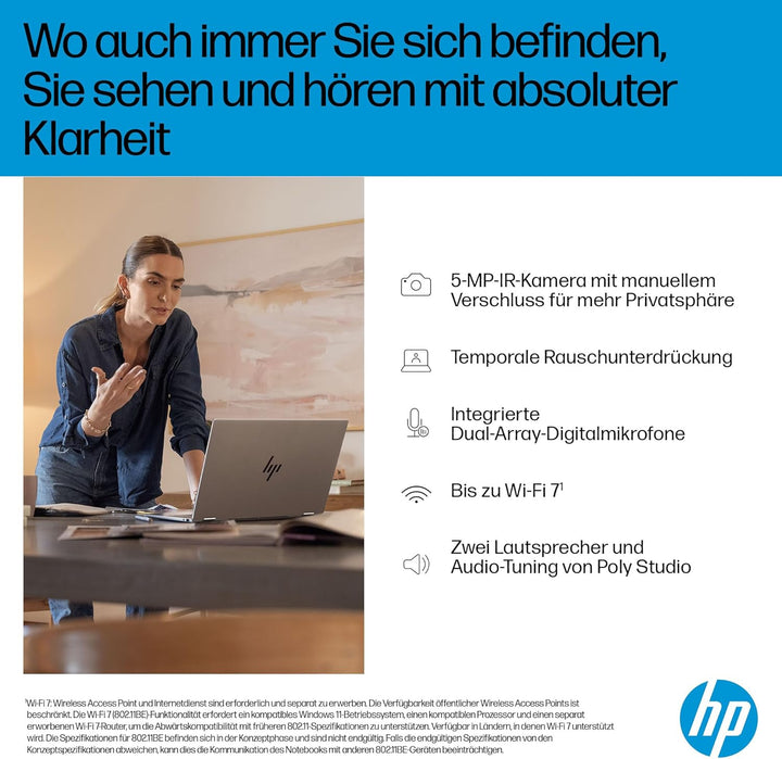 HP OmniBook X Flip Intel Core Ultra 5-226V 2in1 Next Gen AI Laptop, dedizierte NPU für KI, 40 NPU To