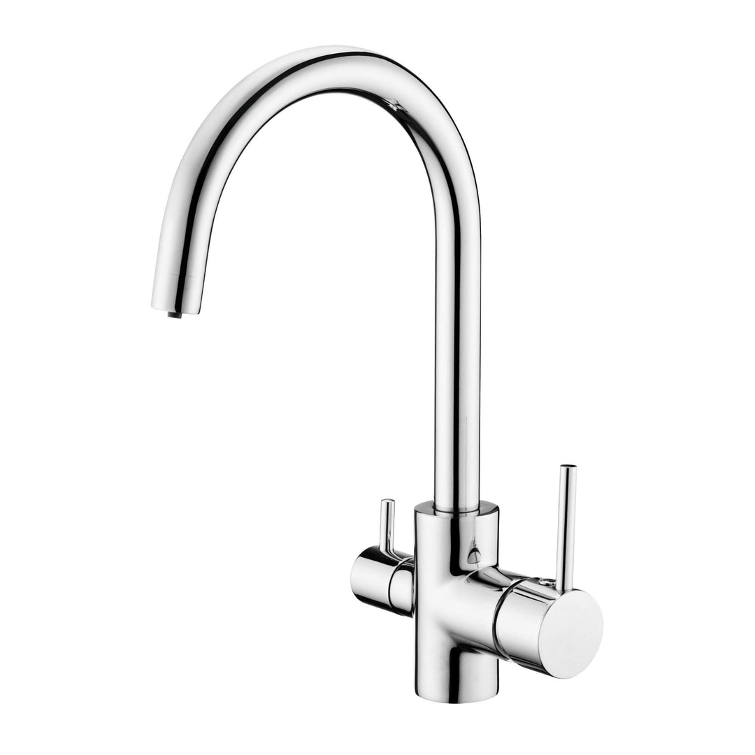 DEANTE 3-Wege Wasserhahn PIEGATO, Designer Küchenarmatur für Wasserfilter - Trinkwasserhahn - Chrom,