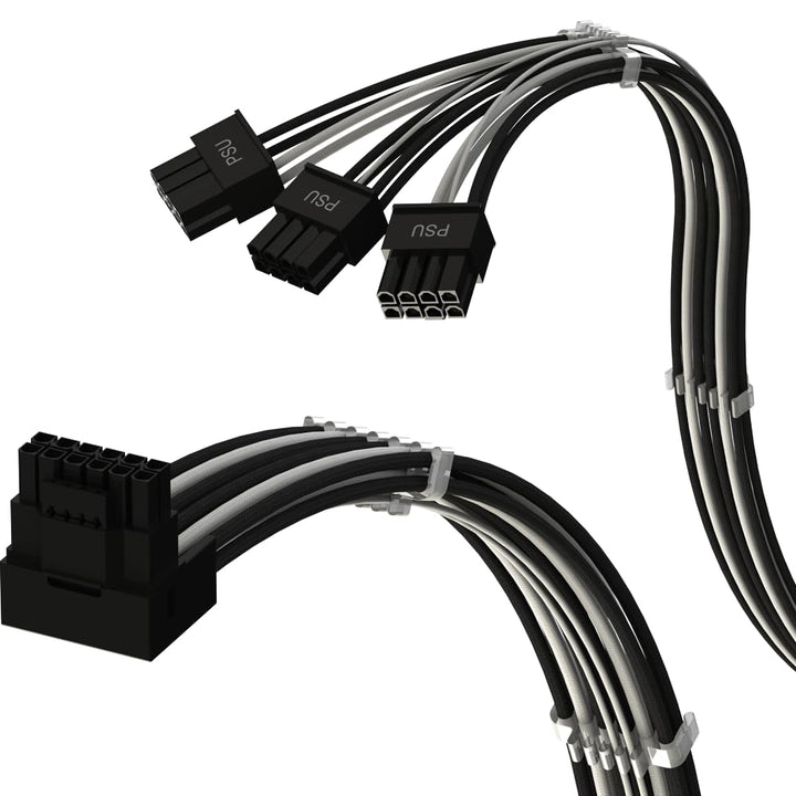 LINKUP - AVA PCIE 5.0 16Pin (12+4) mit Rechtswinkel zu 3x8Pin | 16AWG Umhüllt | Kompatibel mit RTX40