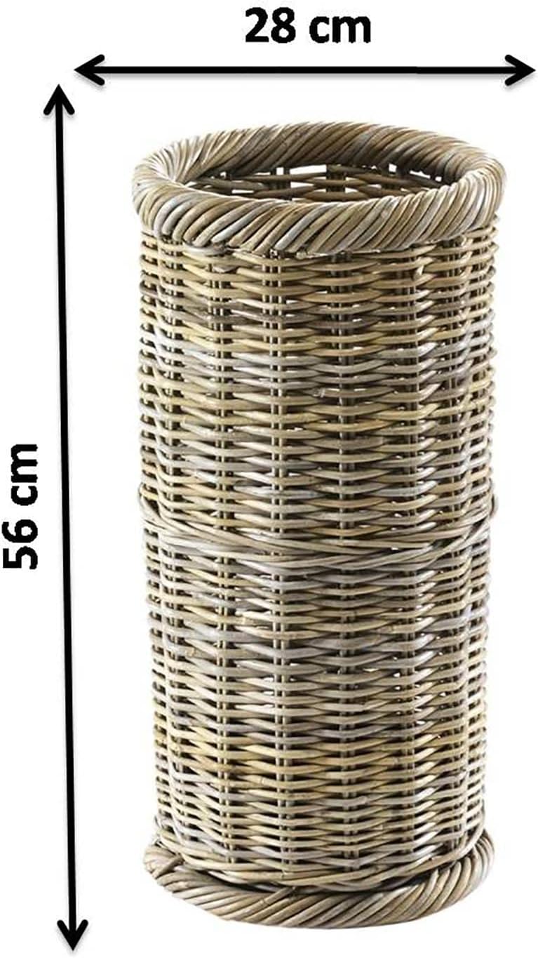 Kobolo Dekorativer Schirmständer aus grauem Rattan