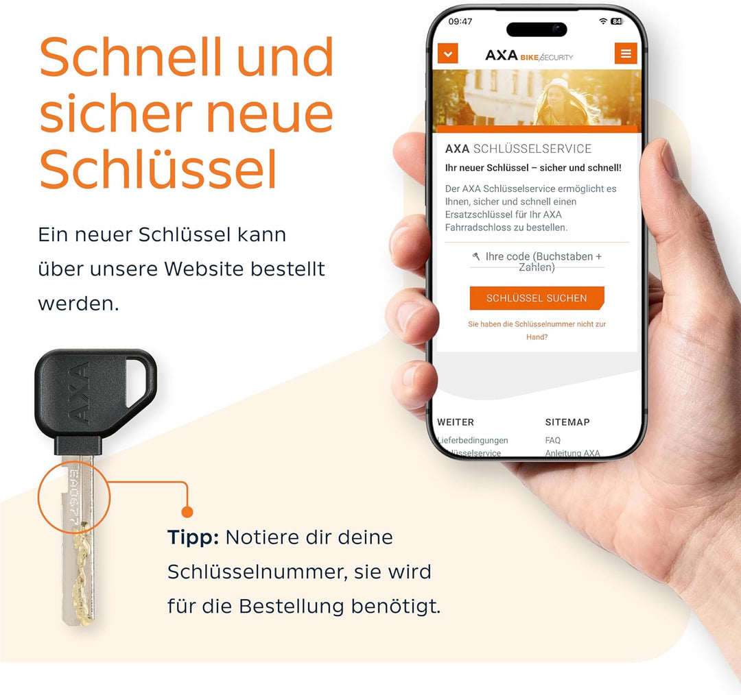 AXA Atlas Large + ULC 130 Einsteckkette + Satteltasche – Rahmenschloss Set – Sicherheitsstufe 14 – S
