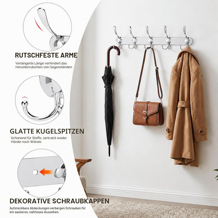 LYLIN kleiderhaken Hakenleiste, Garderobenhaken Edelstahl Rostfrei Handtuchhaken Wandhaken Garderobe
