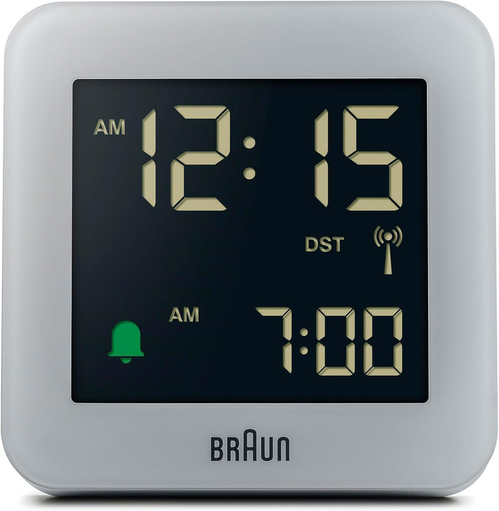 Braun Digitaler Funkwecker für die mitteleuropäische Zeitzone (DCF) mit Schlummerfunktion, LCD-Displ