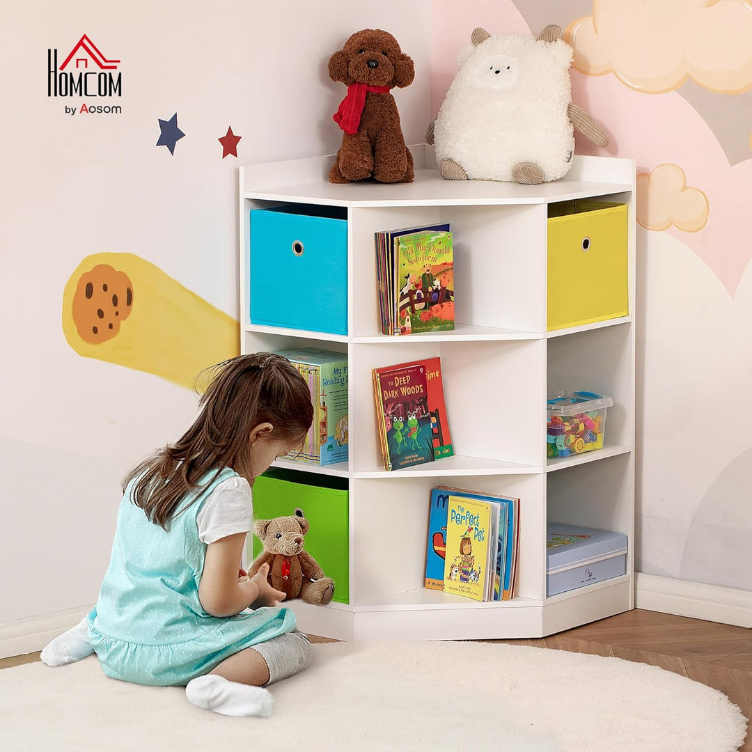 HOMCOM Kinderregal Bücherregal für Kinder Spielzeug-Organizer Kinderzimmerregal mit 3 Aufbewahrungsb