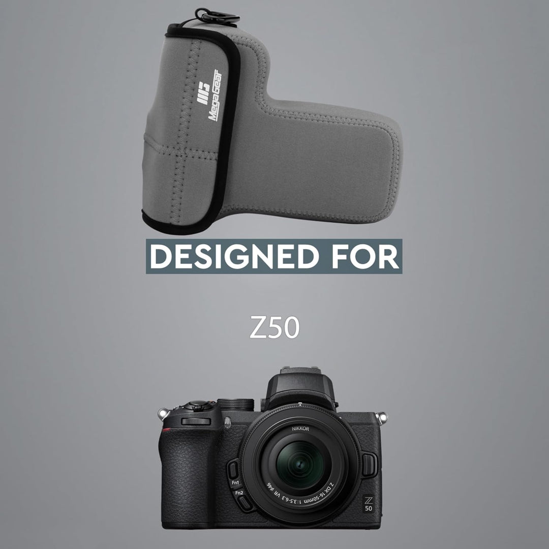 MegaGear Ultraleichte Neopren-Kameratasche, kompatibel mit Nikon Z50 (50–250 mm), Grau
