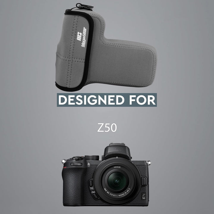 MegaGear Ultraleichte Neopren-Kameratasche, kompatibel mit Nikon Z50 (50–250 mm), Grau