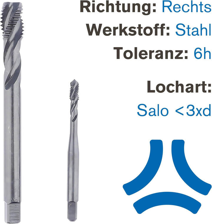 GSR Profi Maschinengewindebohrer | Gewindebohrer M2-M22 | HSSE-VAP | Form B für Durchgangslöcher | F