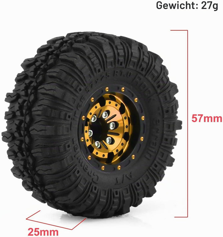 KEEDA 57mm RC Reifen und Räder, 1,0 Zoll Micro Beadlock Felge für 1/18 TRX4M 1/24 RC Crawler Car Axi