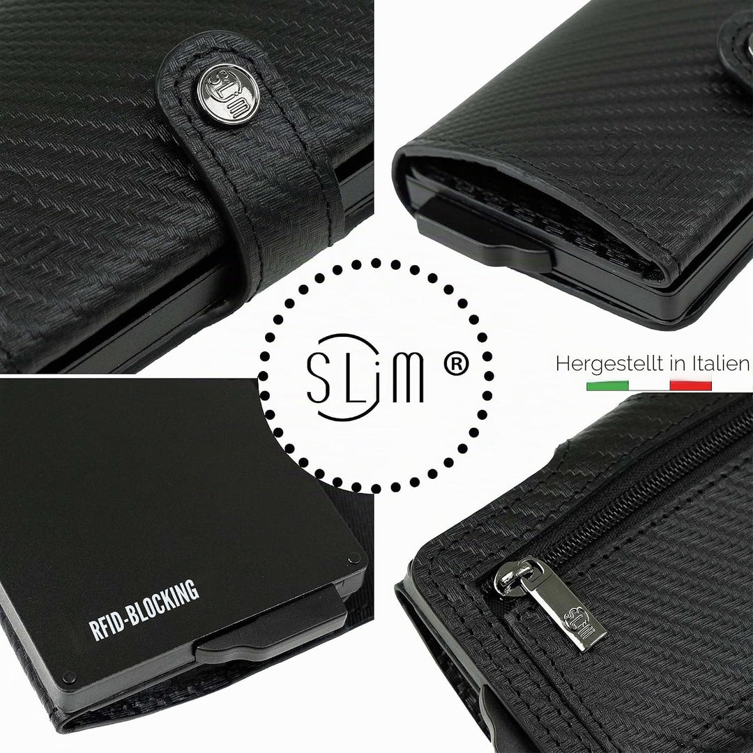 SLim Geldbörse für Herren &amp; Damen Smart Wallet kartenetui mit Münzfach &amp; RFID Schutz Portmonee Porte