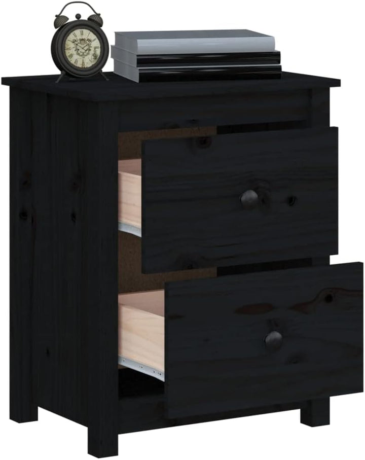 FIRBNUS Bedside Table Nachtkonsole Beistelltisch mit Stauraum Night Stand Nachttische 2er Set Schwar