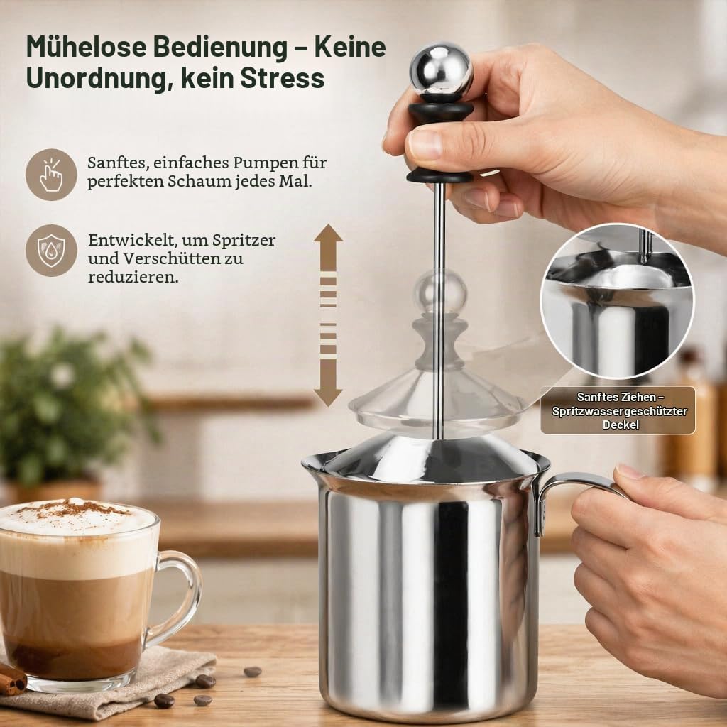 Milchaufschäumer 400ML/800ML Edelstahl Manuelle Milchaufschäumer Double Mesh Kaffee Cappuccino Foame