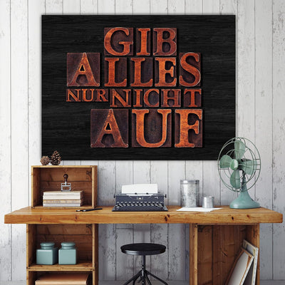 wandmotiv24 Deko Acrylglas Wand-Bild, Grösse 40x30cm, Querformat, Gib Alles nur Nicht auf, Holz, Bil