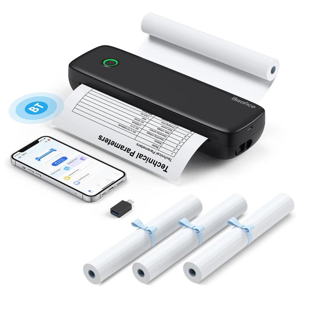 Bisofice L81 Mobiler Tragbarer Drucker Bluetooth Thermodrucker A4 Mobiler Drucker A4 Klein Kompakt P