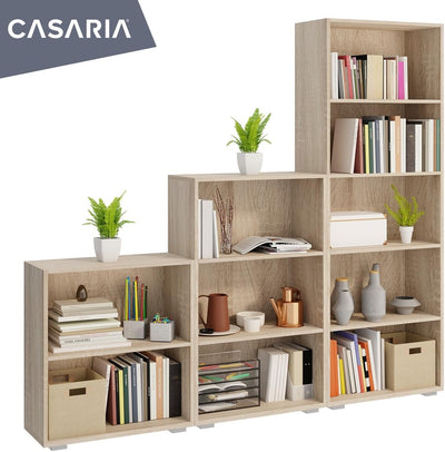 Casaria® Bücherregal 77x60x28cm Eiche Holz 2 Fächer Boden Höhenverstellbar 150kg Belastbarkeit Kipps