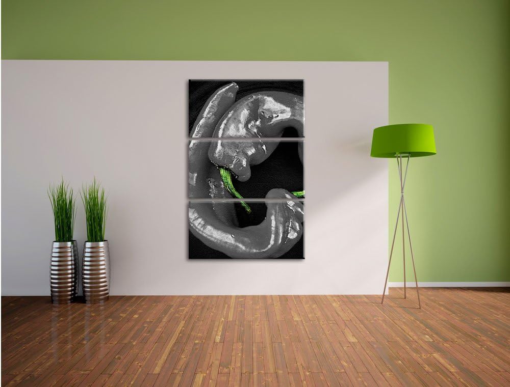 Pixxprint scharfe Chilischoten als Leinwandbild/Grösse: 3 Teilig (120x80) / Wandbild/Kunstdruck/fert