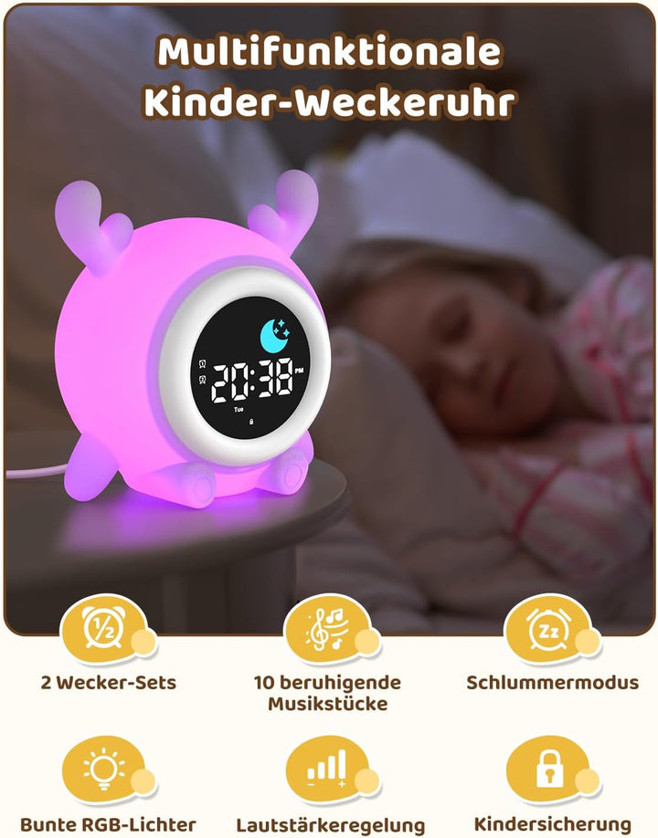 Yissvic kinderwecker Jungen, Schulanfänger Lernwecker Kinder 2 Alarme, Wochenendmodus Snooze 10 Whit
