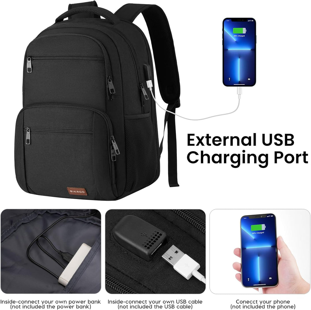 BIKROD Rucksack Herren Damen, Schulrucksack Jungen Teenager, Wasserdicht Arbeit 15.6 Zoll Laptop mit