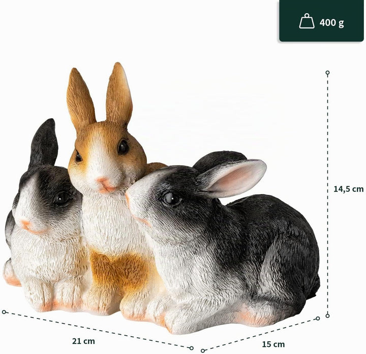 VERDOBA Gartendeko Figuren 3 Kaninchen Gartendekoration aus Kunstharz - Tiere Deko für den Garten, G