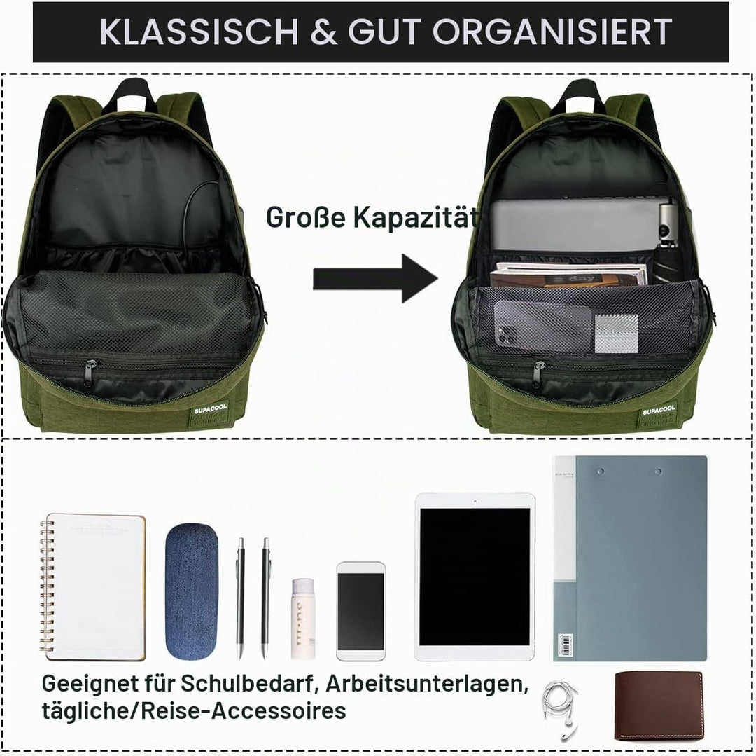 SUPACOOL Leichter Casual Laptop Rucksack mit Laptop Fach 15,6 Zoll für Männer und Frauen, Rucksack f