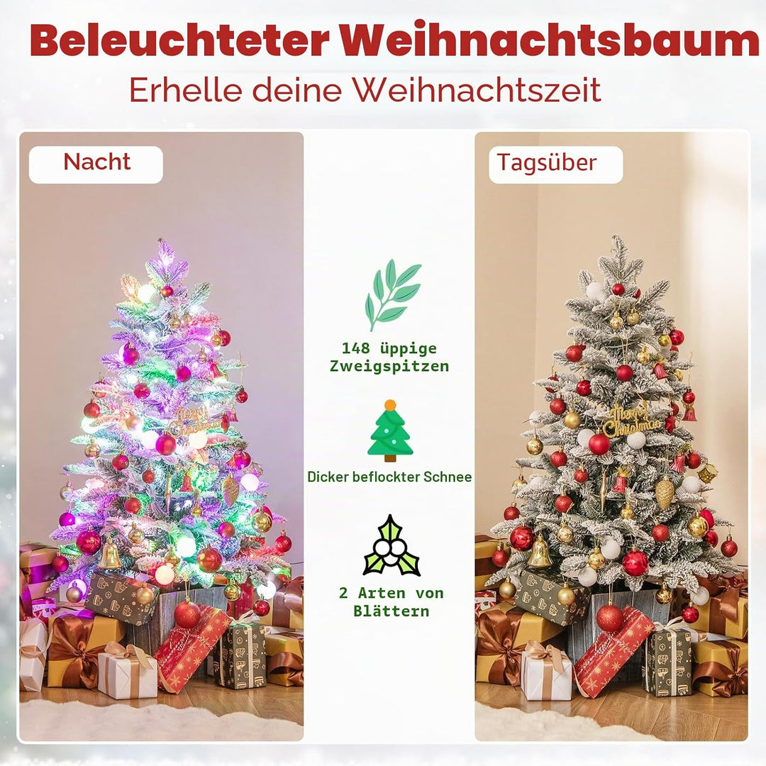 KOMFOTTEU 60 cm Künstlicher Weihnachtsbaum Mini, Christbaum mit LED & 148 Zweige, Kleiner Tannenbaum