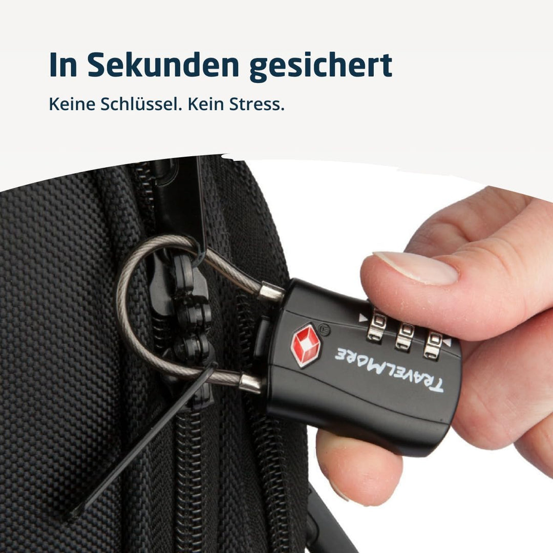 10er-Pack TSA-Genehmigte Reise-Kombinations-Kabelschlösser für Koffer und Rucksäcke – Schwarz, 10 St