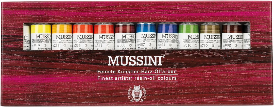 Schmincke - MUSSINI feinste Harz-Ölfarben, Kartonset, 12 x 15 ml Set, 70 012 097