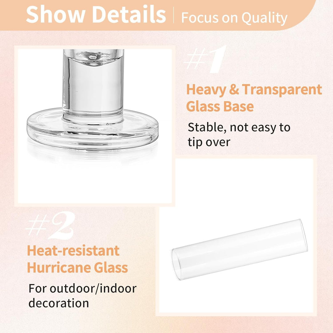 NUPTIO Glaszylinder Kerzenständer Kerzenhalter Glas - 10 Stücke Kegel Kerzenhalter Stabkerze Pack fü