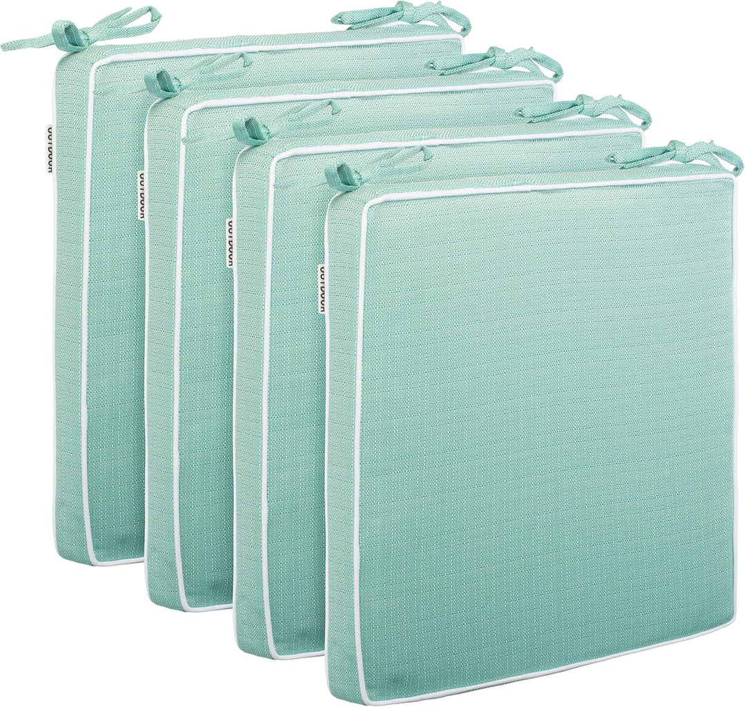 Brandsseller 4er Set Sitzkissen 40x40x4 cm – Wasser- & schmutzabweisende Stuhlkissen mit Bindebänder