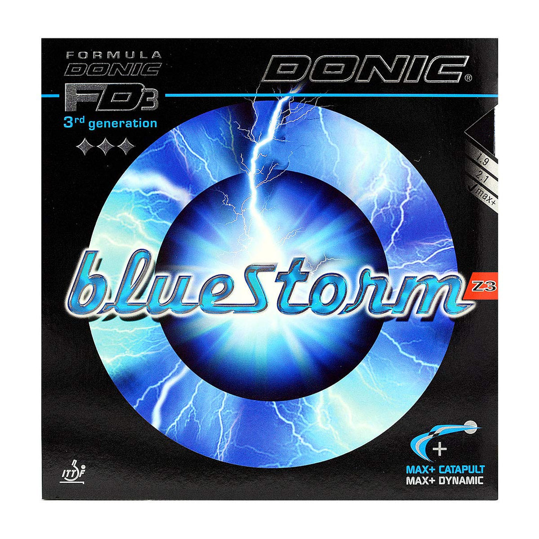DONIC Bluestorm Z3 Tischtennisgummi Schwarz Max+, Schwarz Max+