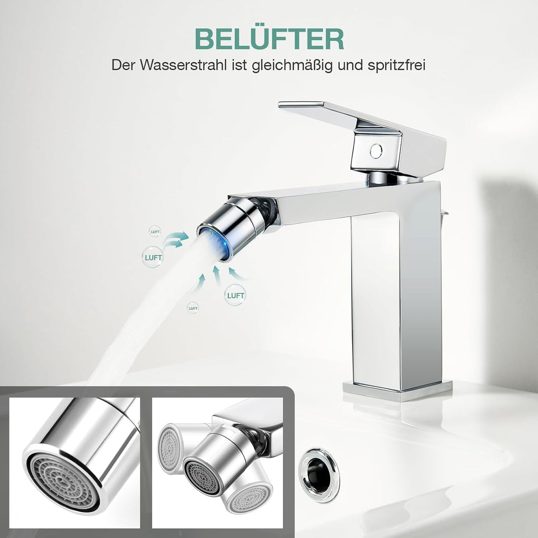 Faustina Einhelmischer Bidet-Armatur Toilette mit Zugstange und Ablaufgarnitur, Bidetmischer Einhebe