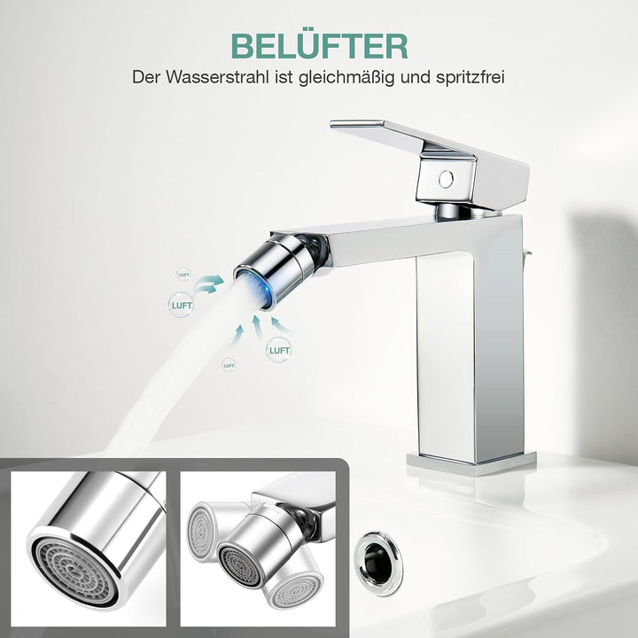 Faustina Einhelmischer Bidet-Armatur Toilette mit Zugstange und Ablaufgarnitur, Bidetmischer Einhebe