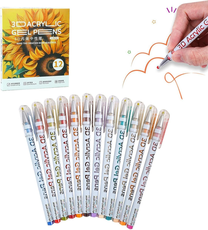 3D Acryl Gel Pen, Acryl Farbmarker Set Für Steine, Wasserbasierte Zeichenstifte Für Holz Stein Leinw