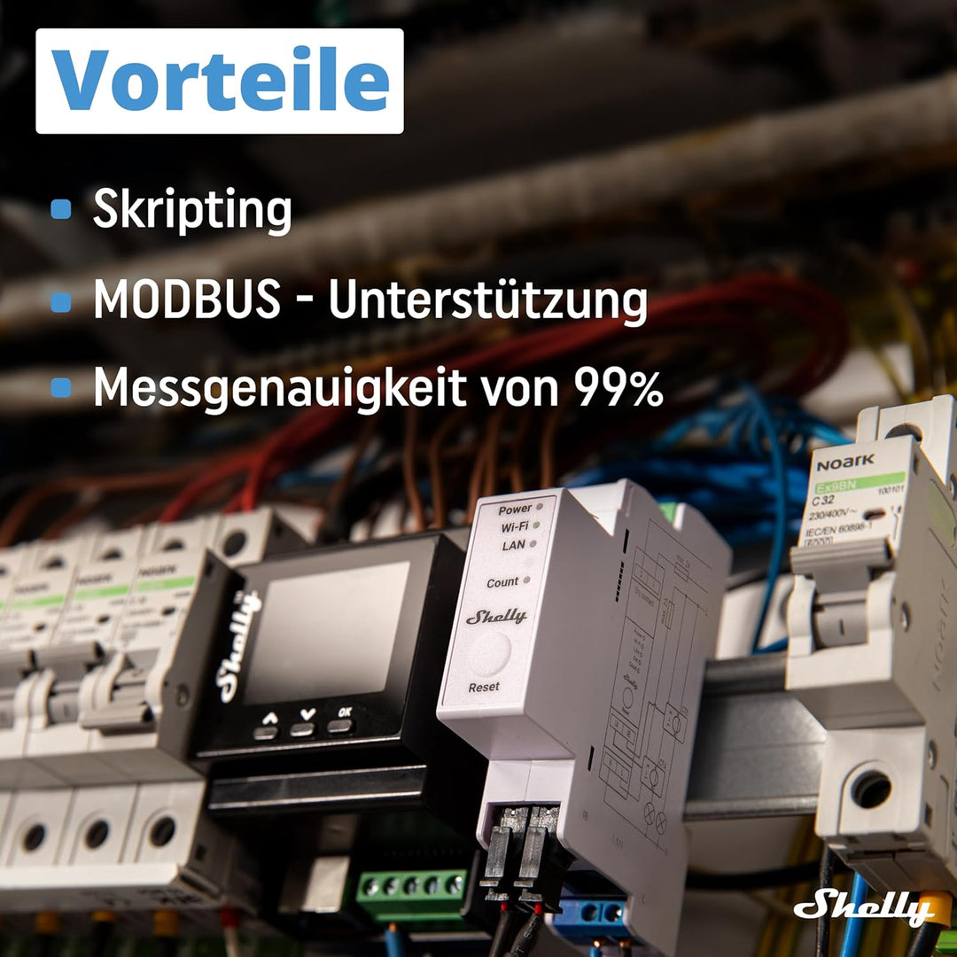 Shelly Pro 3EM (120A) | WLan & Bluetooth Smart Energy Monitoring 3-Phasen-Relaisschalter | Hausautom